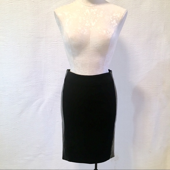 Balenciaga Leather Wool Stretch Pencil Midi Skirt - Picture 2 of 8